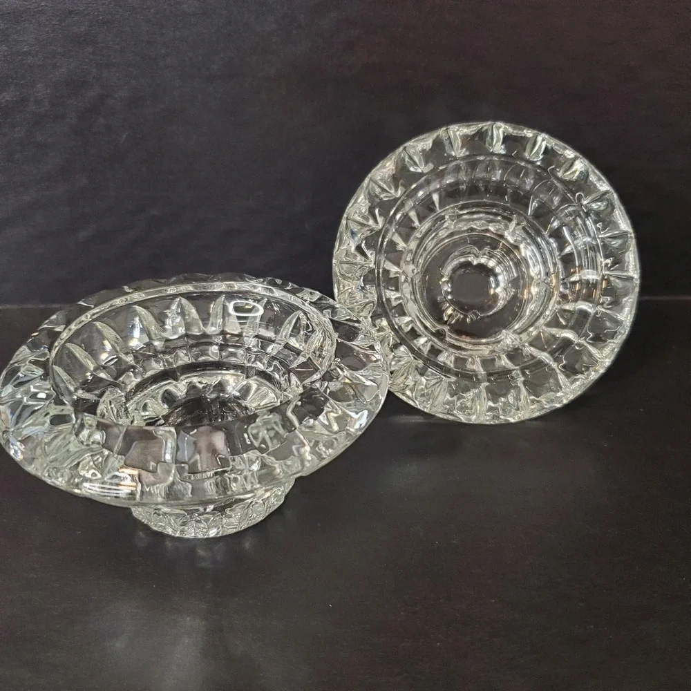 Vintage Set of Clear Cut Glass Candle Holders For Multi-size Candles Malaysia